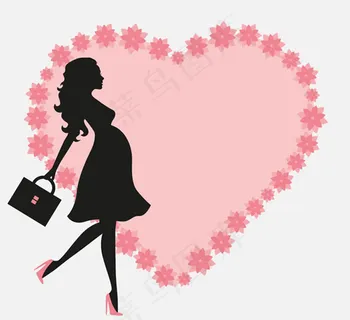 孕妇与爱心矢量