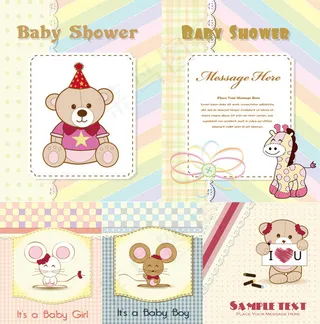 卡通动物卡片,免抠元素