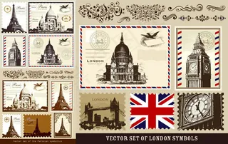 英法建筑明信片