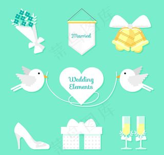 扁平化婚礼元素
