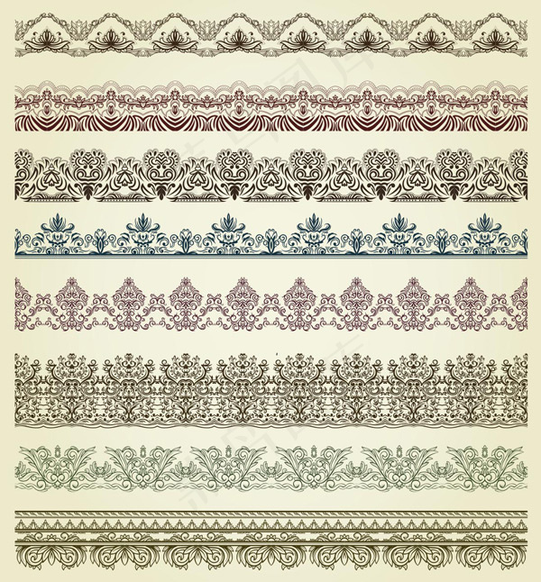 复古彩色花纹花边