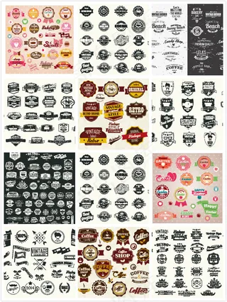 英文标签图标矢量,免抠元素