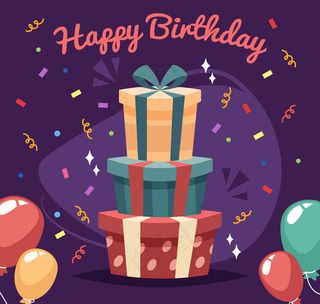 生日派对礼盒和气球