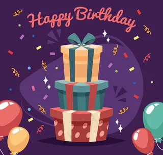 生日派对礼盒和气球