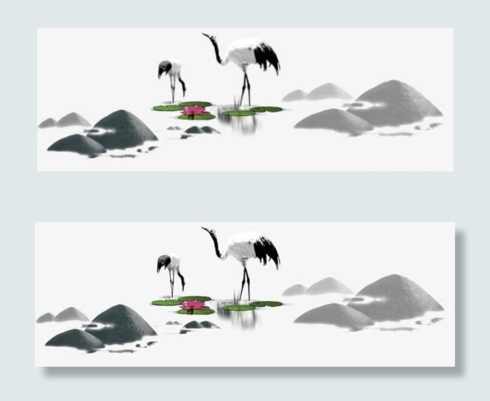 水墨白鹤嬉戏图