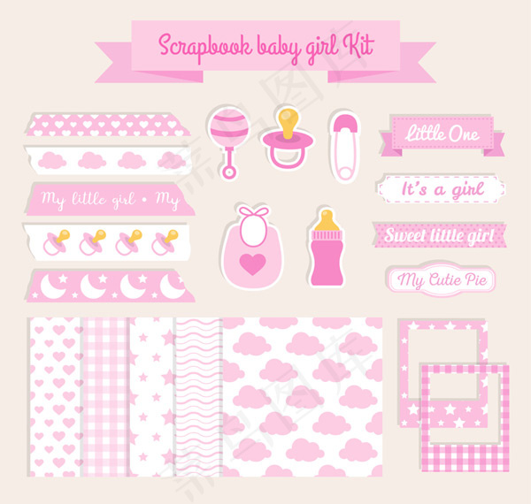 婴儿剪贴簿元素