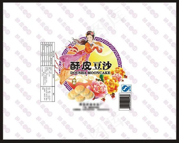 月饼包装纸cdr矢量模版下载