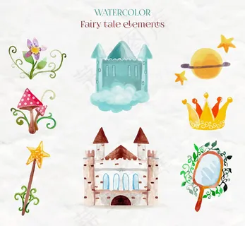 水彩绘童话元素