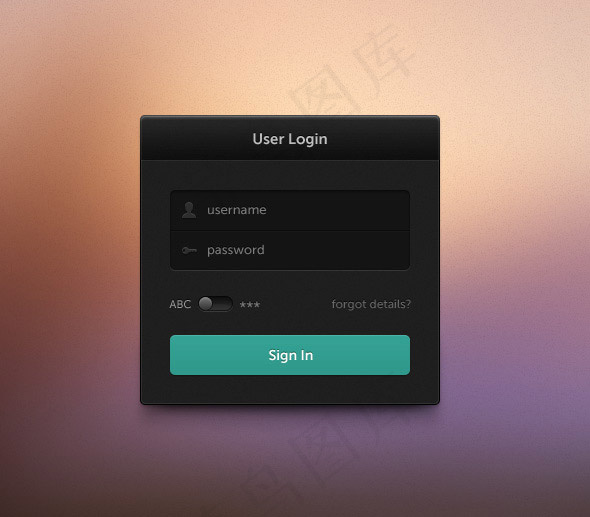 黑色登录框psd模版下载