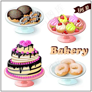 卡通蛋糕甜点矢量