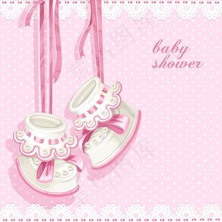 粉色迎婴派对卡片