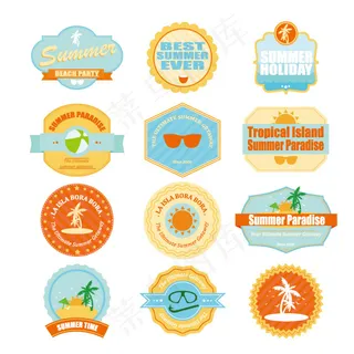 精美夏季标签,免抠元素