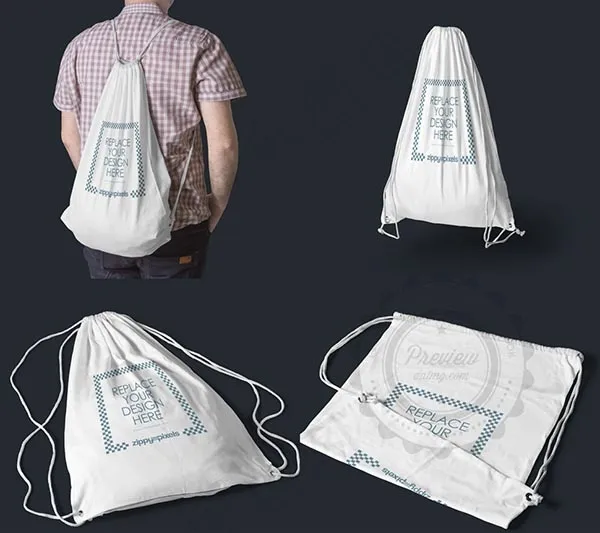 束口双肩包样机(3500X2300(DPI:300))ai矢量模版下载