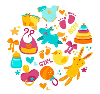 彩色婴儿元素