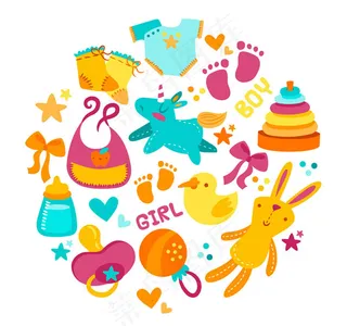 彩色婴儿元素