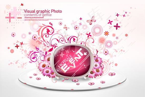 炫彩花纹科技,背景元素