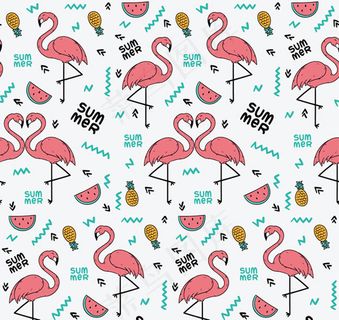 火烈鸟无缝背景 火烈鸟无缝背景