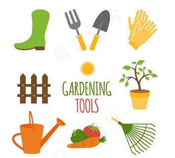 卡通园艺工具