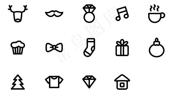 单色卡通图标,免抠元素,背景元素