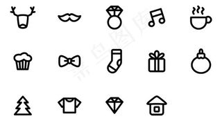 单色卡通图标,免抠元素,背景元素