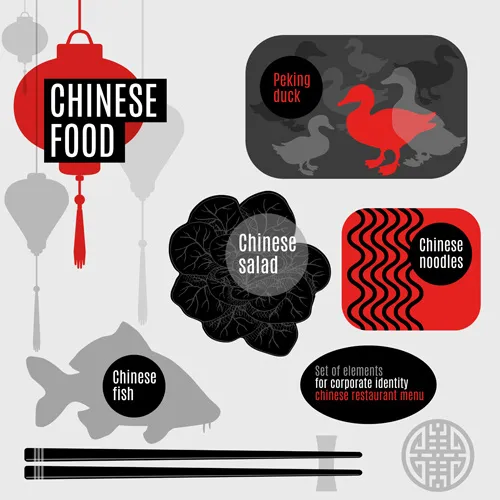 鸡鸭鱼肉美食主题eps,ai矢量模版下载