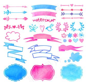 水彩箭头和丝带 水彩箭头和丝带