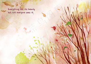 落叶萧条风景插画