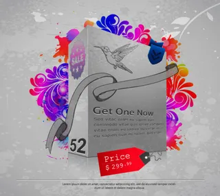 三维盒花背景1,背景元素