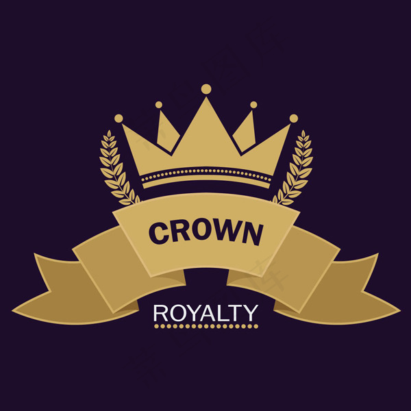 金色王冠标志标签,免抠元素
