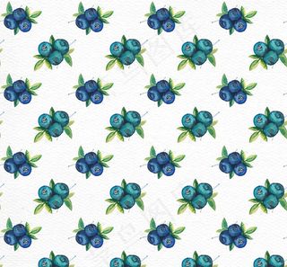 手绘蓝莓无缝背景