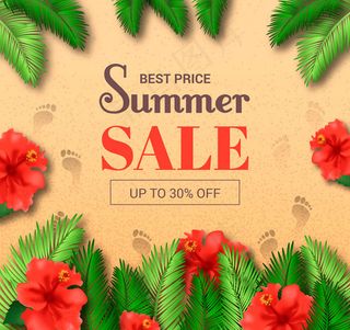 扶桑花夏季促销海报