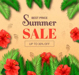 扶桑花夏季促销海报