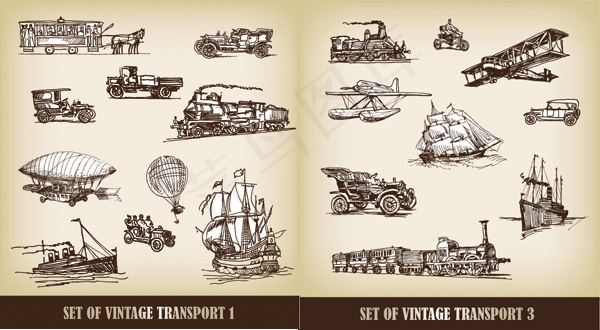 欧式手绘运输载体,背景元素