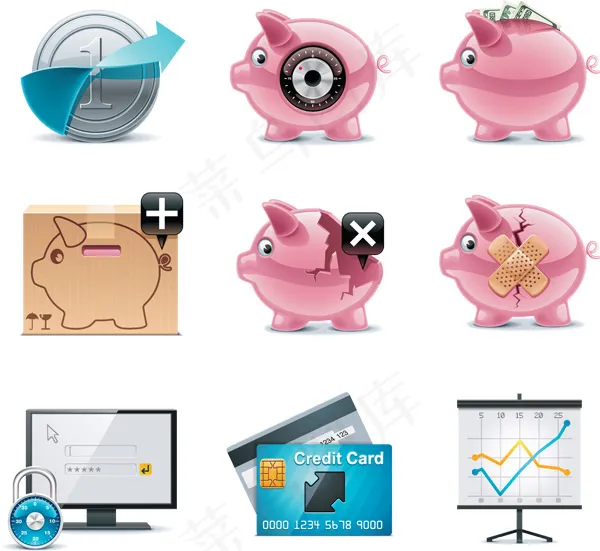 储蓄罐图标,免抠元素eps,ai矢量模版下载