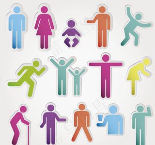 彩色人物贴纸