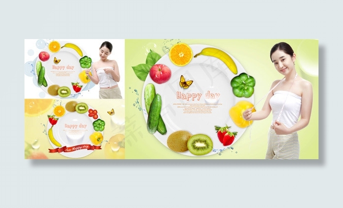 美女的健康美食(3800X2300(DPI:300))psd模版下载