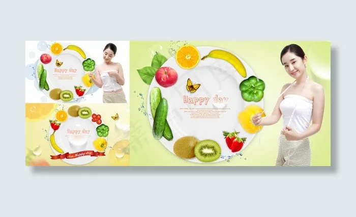 美女的健康美食(3800X2300(DPI:300))psd模版下载