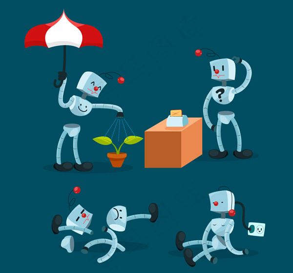 卡通银色机器人