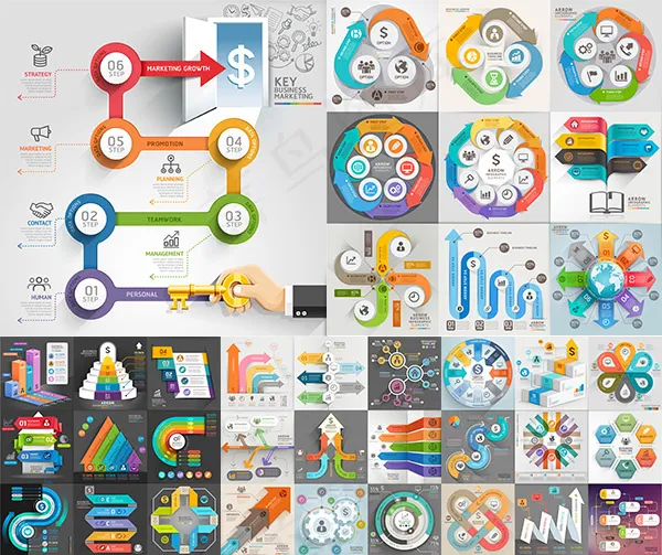 商务信息图表eps,ai矢量模版下载