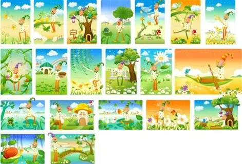 小丑与风景矢量