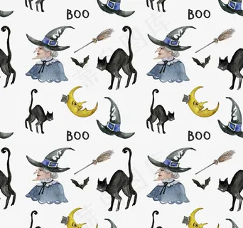 万圣巫婆和黑猫