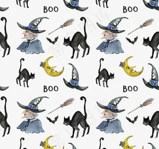 万圣巫婆和黑猫