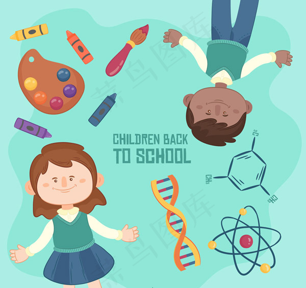 卡通学生校园元素