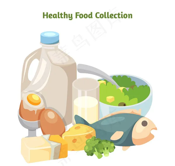 卡通健康食物ai矢量模版下载