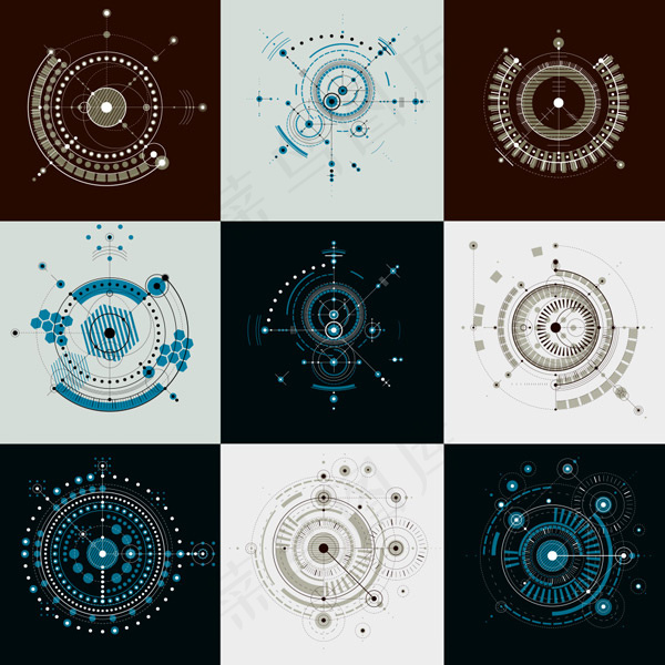 数字科技欧式花纹,背景元素eps,ai矢量模版下载