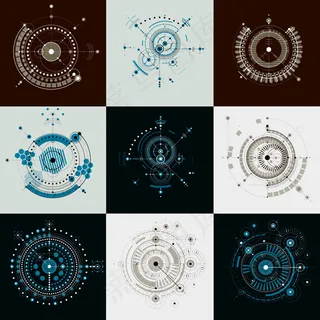 数字科技欧式花纹,背景元素