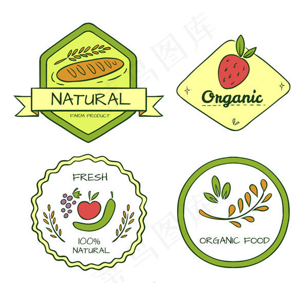 有机食品标签ai矢量模版下载