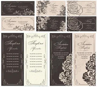 古典花纹邀请卡