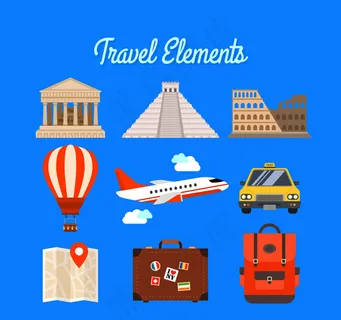 彩色旅行元素