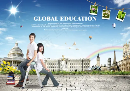 人字梯上的俩学生